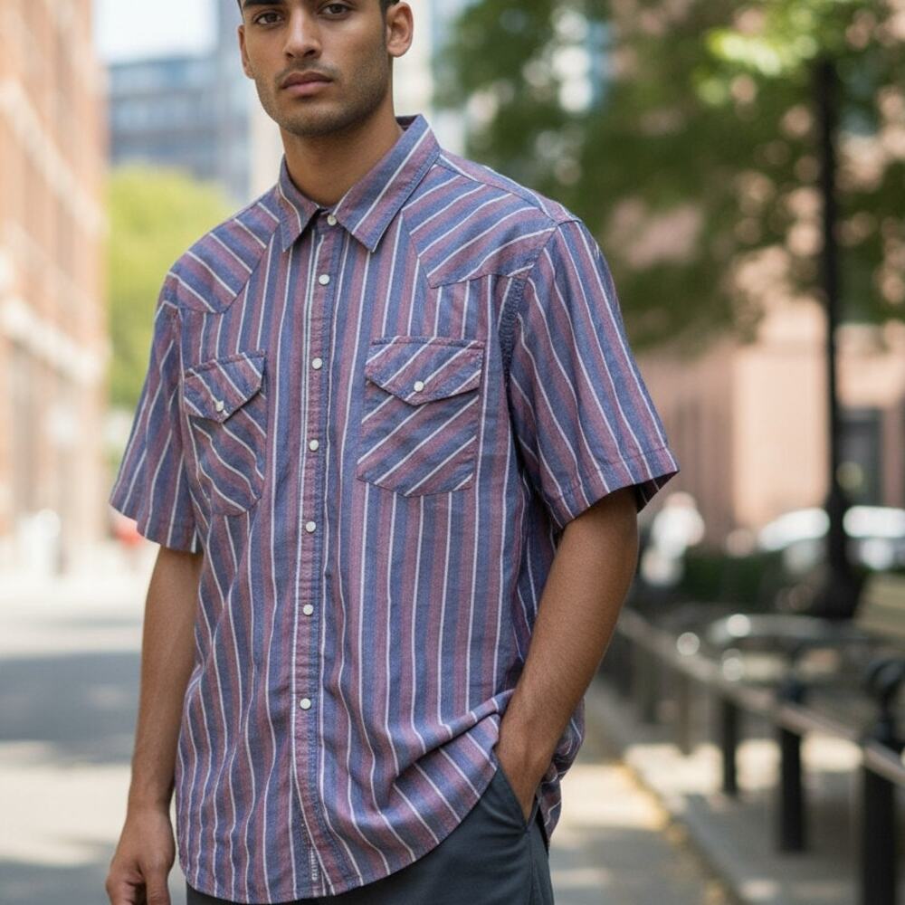 HIGH NOON Men's Short Sleeve Pearl Snap Shirt - Size XL - Picture 2 of 9